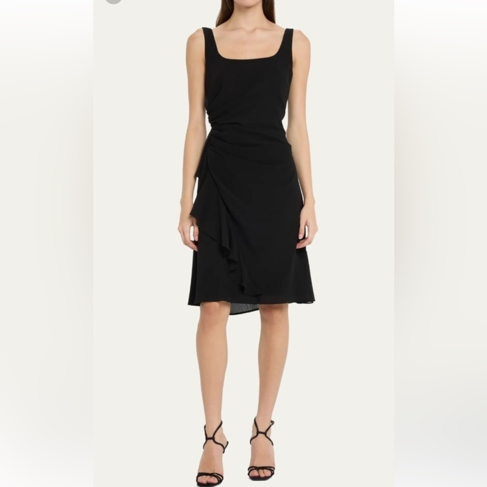 Kobi Halperin Womens Britney Black Chiffon Tiered Sheath Dress Size Large